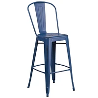 30'' High Distressed Copper Metal Indoor-Outdoor Barstool with Back