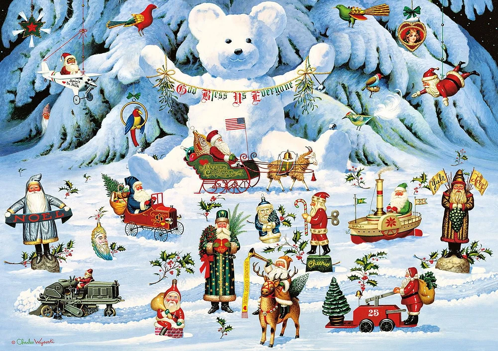 Buffalo Games Large Pieces Charles Wysocki Jingle Bell Teddy & Friends 300 Piece Jigsaw Puzzle