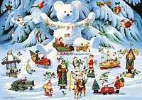 Buffalo Games Large Pieces Charles Wysocki Jingle Bell Teddy & Friends 300 Piece Jigsaw Puzzle