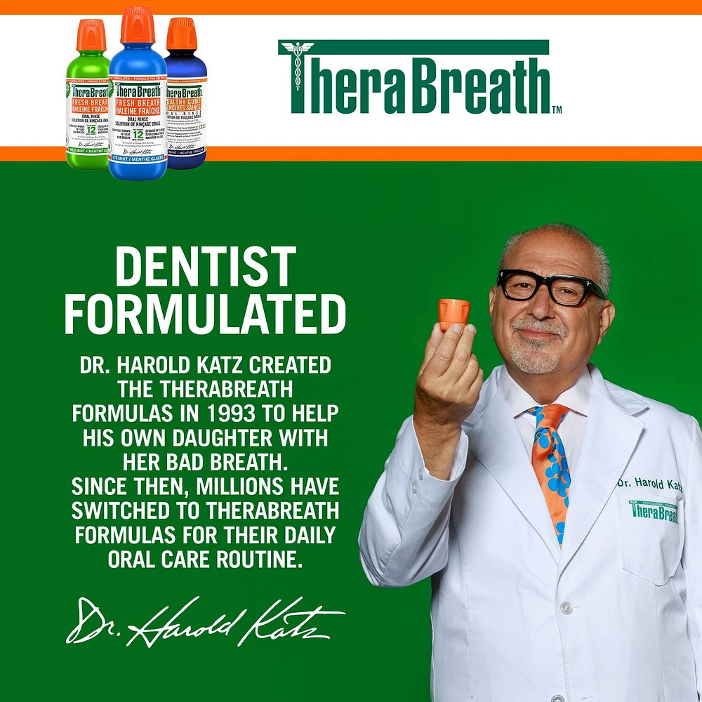 TheraBreath Anticavity Fluoride Mouthwash, Sparkle Mint, Dentist Formulated, 473ml, Therabreath Anti Cavity