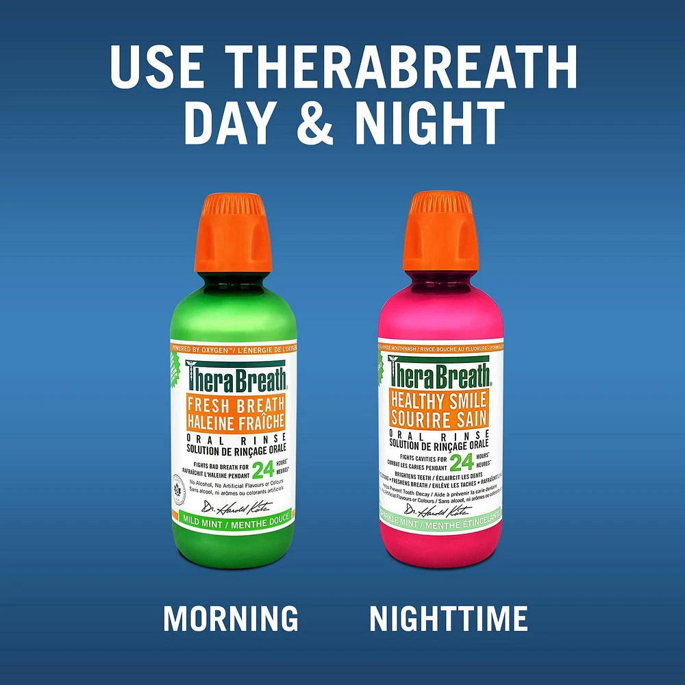 TheraBreath Anticavity Fluoride Mouthwash, Sparkle Mint, Dentist Formulated, 473ml, Therabreath Anti Cavity