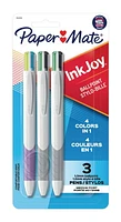 Paper Mate InkJoy Quatro Retractable Medium Point Assorted Ballpoint Pens, 3 Pack