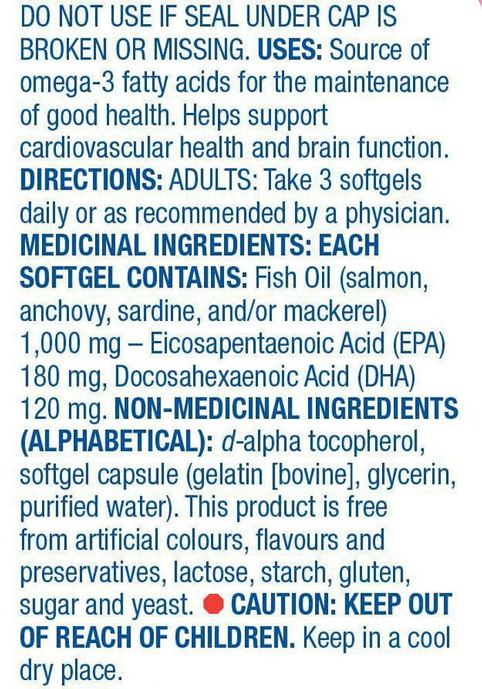 Equate Wild Salmon & Fish Oils 1000mg 180 EPA/120 DHA