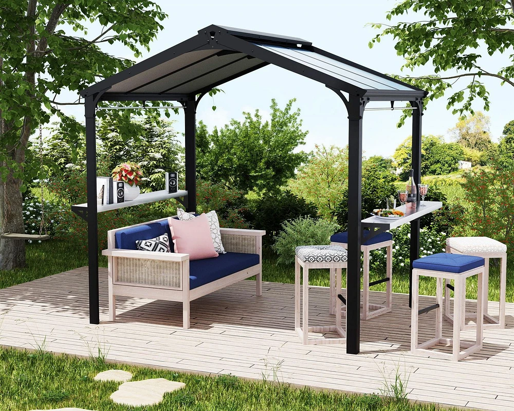 Austin 6 ft. x 8 ft. Black / Grey Opaque BBQ Garden Gazebo