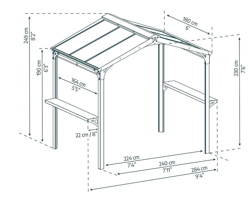 Austin 6 ft. x 8 ft. Black / Grey Opaque BBQ Garden Gazebo