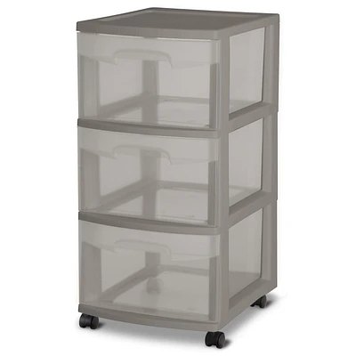 Sterilite 3 Drawer Cart - Grey, 1 Unit, Gray