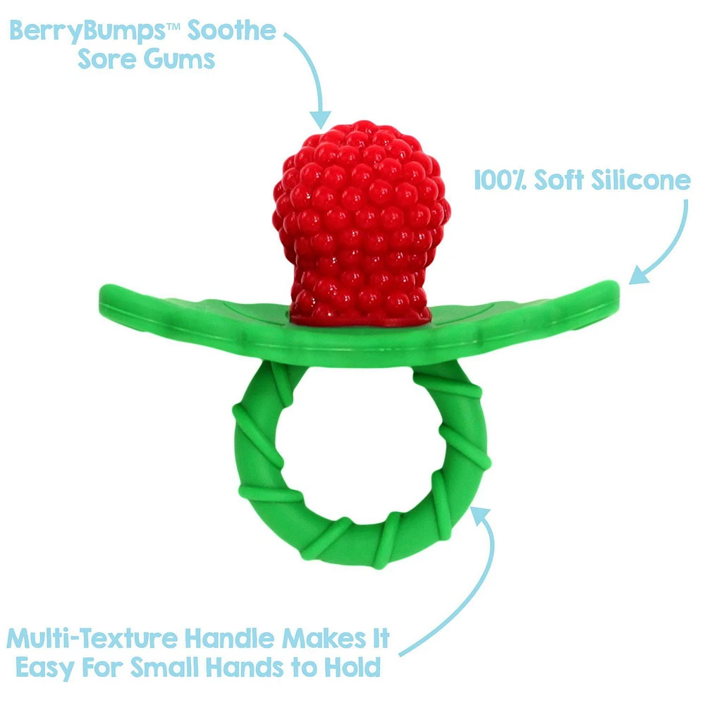 RaZbaby - RaZberry Anneau de Dentition Texturé en Silicone - Rouge Âge : 3 mois +