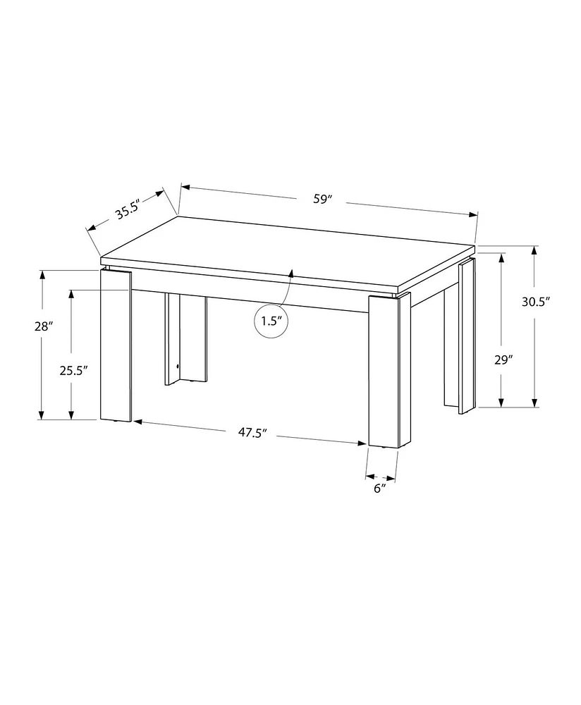 Monarch Specialties Dining Table, 60" Rectangular, Kitchen, Dining Room, Laminate, Black, Contemporary, Modern