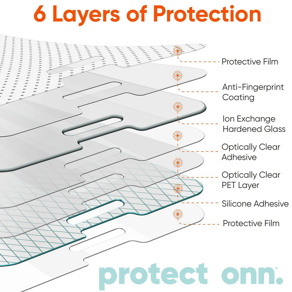 onn. iPhone 6/6s/7/8/SE 2020/SE 2022 Protector, Easy Alignment Tray