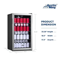 Arctic King 115-Can Beverage Fridge & Cooler, Stainless Steel Look