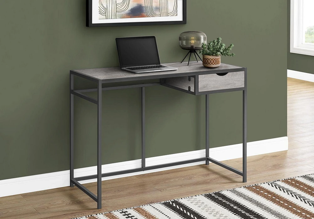 Monarch Specialties Computer Desk, Home Office, Laptop, Storage Drawer, 42"l, Work, Metal, Laminate, Grey, Contemporary, Modern