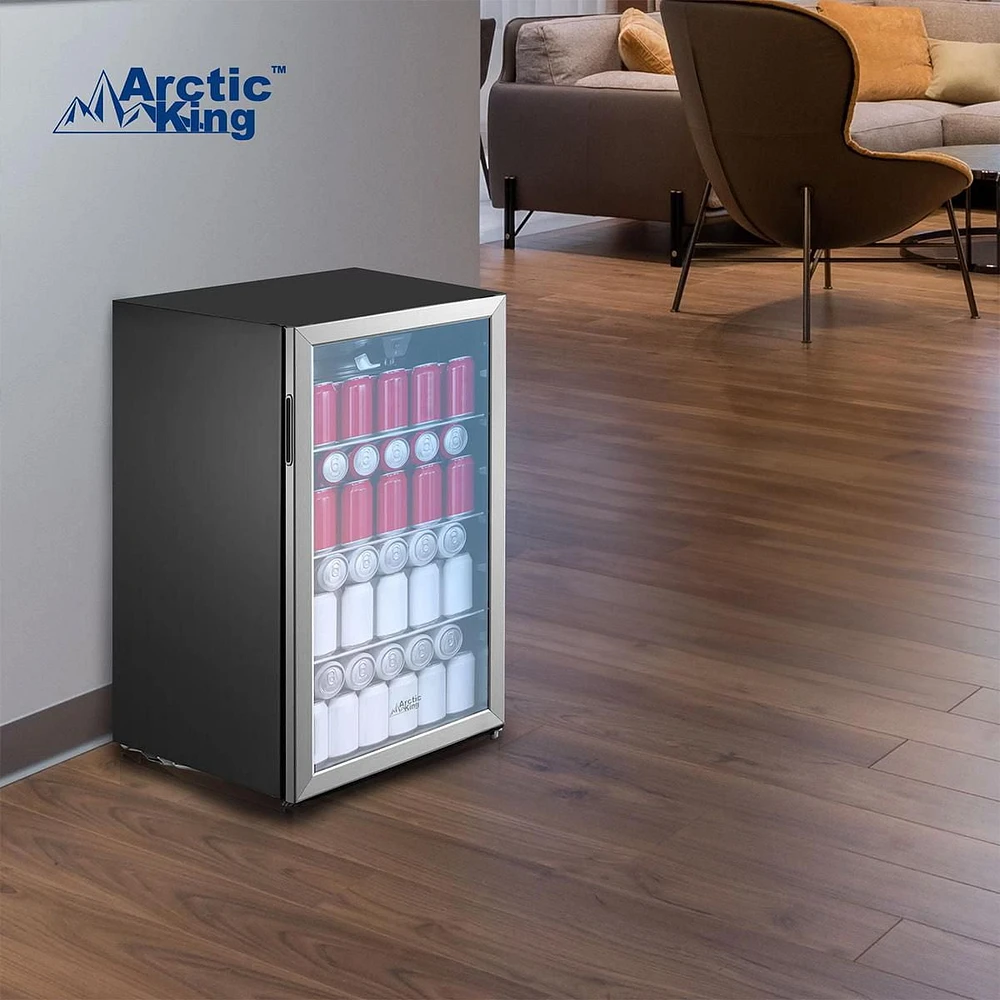 Arctic King 115-Can Beverage Fridge & Cooler, Stainless Steel Look