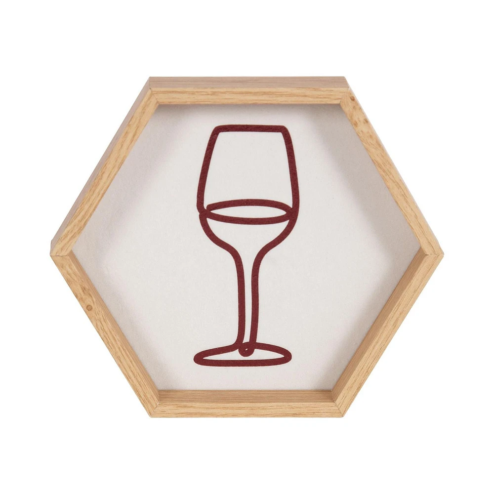 Kohala 5.25" x 6" Hexagon Framed Art Wine, 5.25"H x 6"W x 1"D