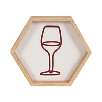 Kohala 5.25" x 6" Hexagon Framed Art Wine, 5.25"H x 6"W x 1"D