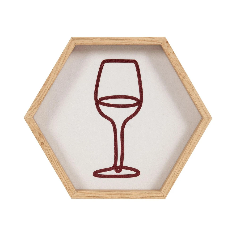 Kohala 5.25" x 6" Hexagon Framed Art Wine, 5.25"H x 6"W x 1"D