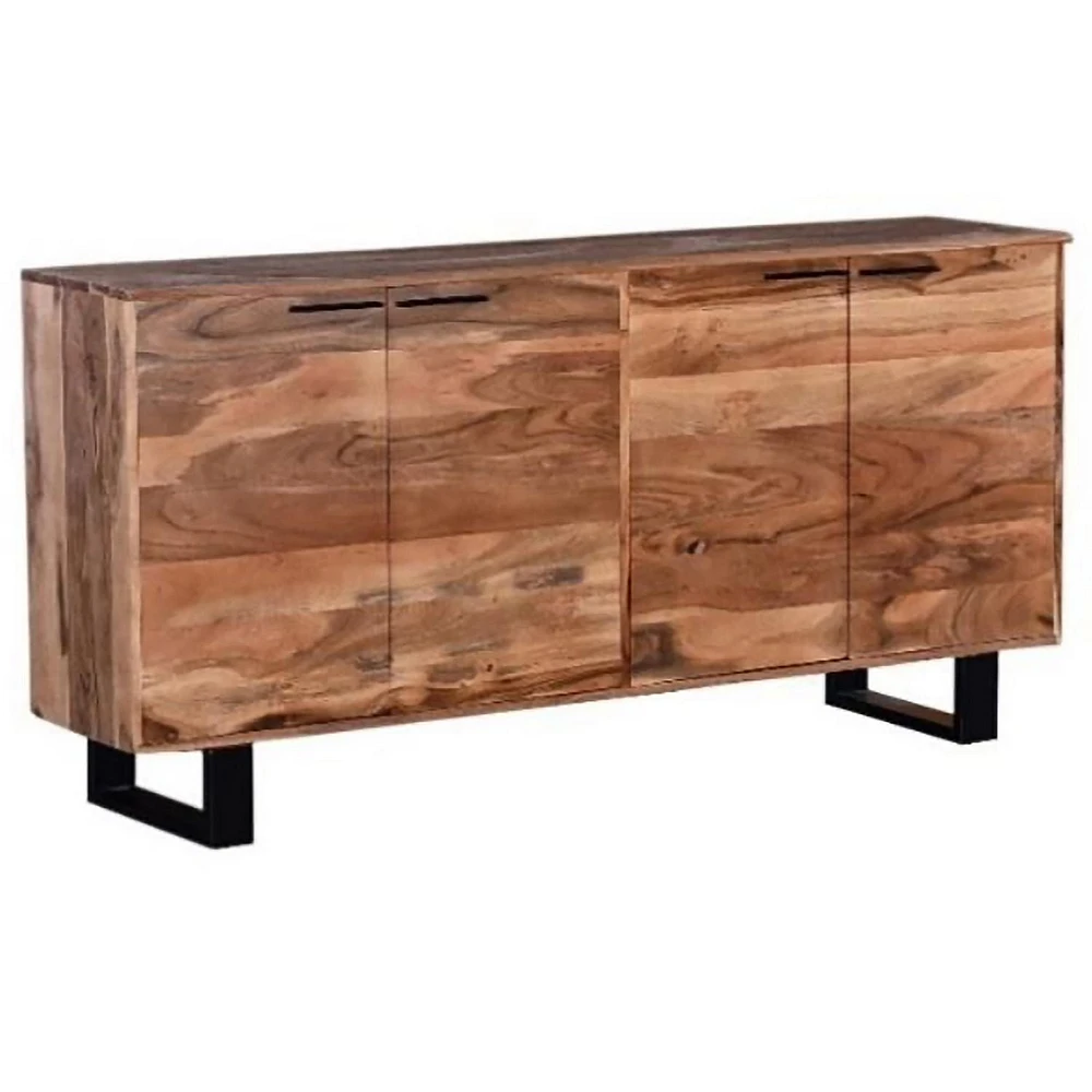 Marlowe Rustic Acacia Wood Buffet with Black Metal Legs