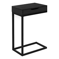 Monarch Specialties Accent Table, C-shaped, End, Side, Snack, Storage Drawer, Living Room, Bedroom, Metal, Laminate, Black, Contemporary, Modern