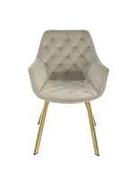 Topline Home Furnishings Dining Arm Chair, Velvet & Gold