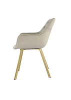 Topline Home Furnishings Dining Arm Chair, Velvet & Gold