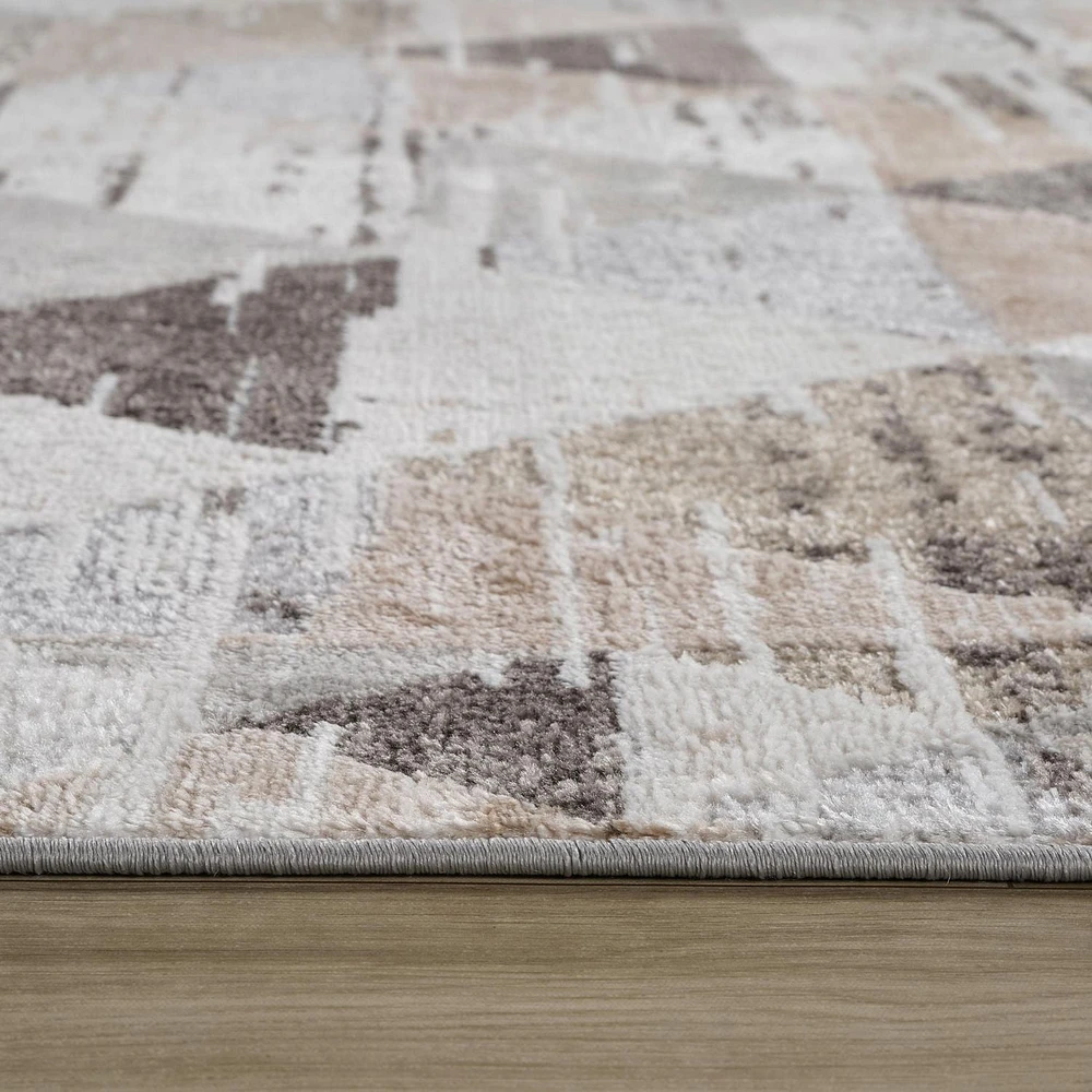 Rug Branch Cadence Abstract Indoor Area Rug, Beige Brown, Modern - Living Room, Bedroom, Dining Room, and Kitchen<br>