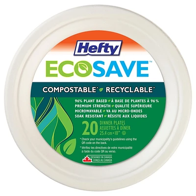 Hefty ECOSAVE Assiettes à dîner 25,4cm 20un Hefty ECOSAVE Assiettes à dîner 25,4cm 20uni