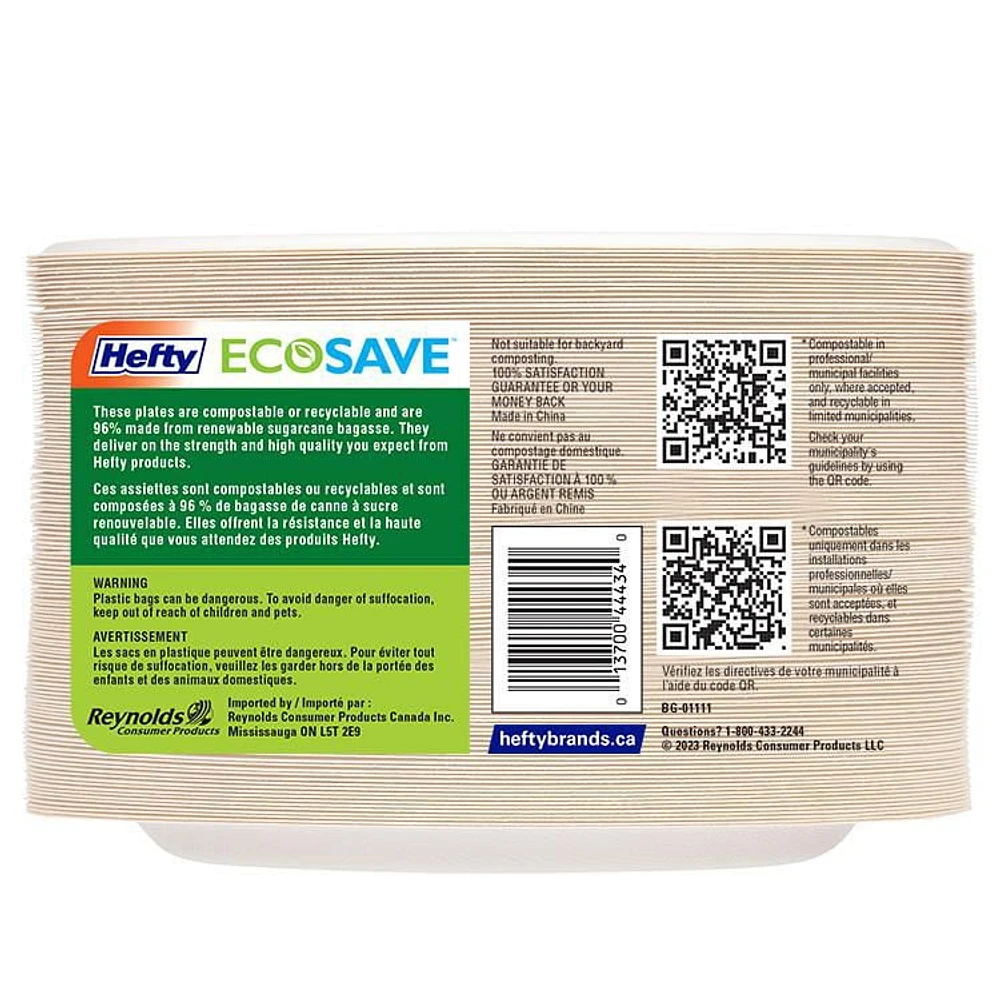 Hefty ECOSAVE Assiettes à lunch 22,5cm 26un Hefty ECOSAVE Assiettes à lunch 22,5cm 26uni