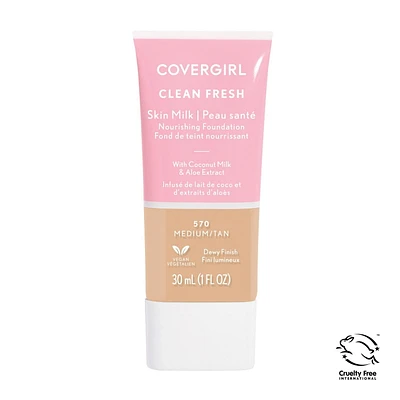 COVERGIRL - Clean Fresh Skin Tint Foundation, Formulated without Parabens, Sulfates, Mineral Oil & Talc. Made with Niacinamide, Coconut Milk & Aloe Extracts, 100% Vegan & Cruelty-Free, For dewy & hyrdated skin