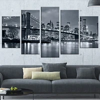 Design Art Panorama New York City at Night Cityscape Canvas Art Print