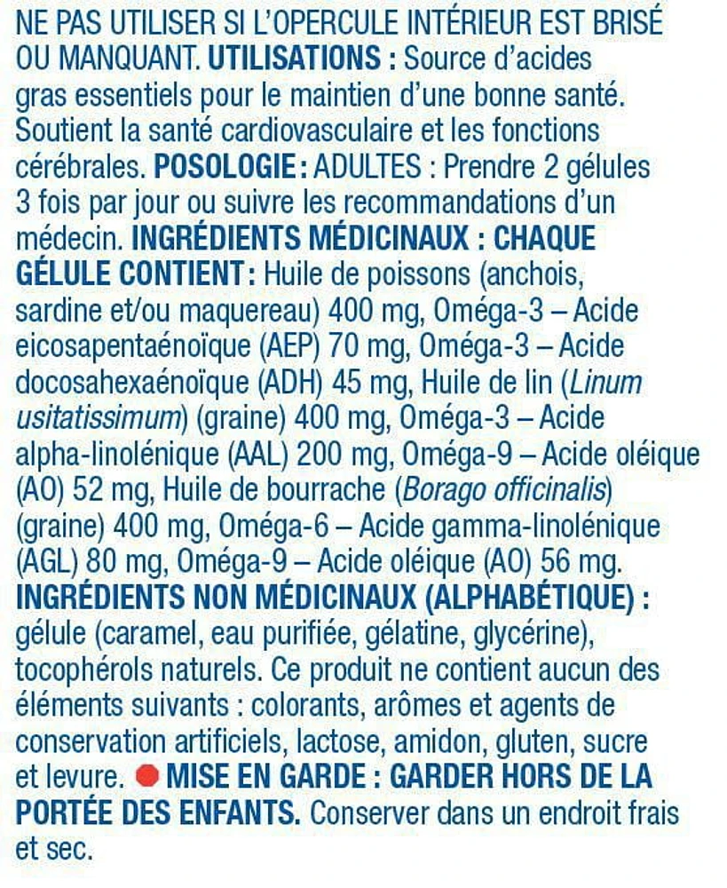 Equate Omega 3-6-9 1200mg Flaxseed, Fish, Borage Oil, 240 Softgels