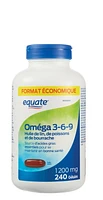 Equate Omega 3-6-9 1200mg Flaxseed, Fish, Borage Oil, 240 Softgels