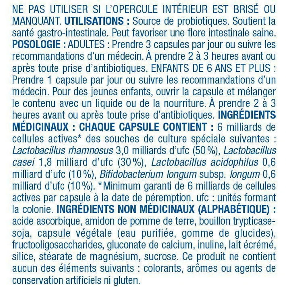 Equate Capsules végétariennes d'acidophilus et bifidus 6 milliards de cellules actives