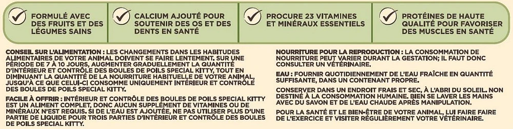 Nourriture sèche Special Kitty pour chats avec formule pour l'intérieur et contrôle des boules de poils 3,2 kg