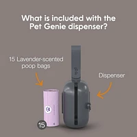 Pet Genie - On the Go Dog Poop bags Dispenser - Includes a roll of 15 lavender–scented bags
