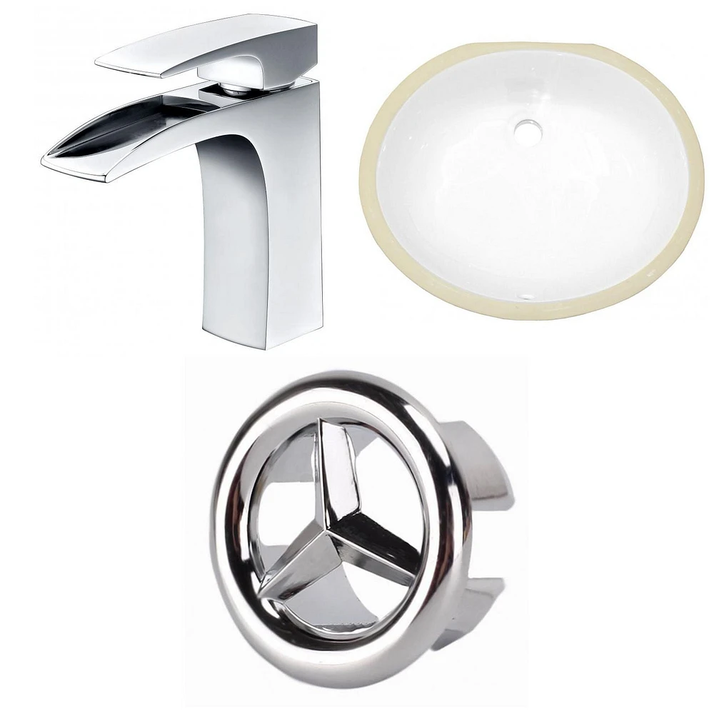 American Imaginations -in. W CSA Oval Bathroom Undermount Sink Set In White