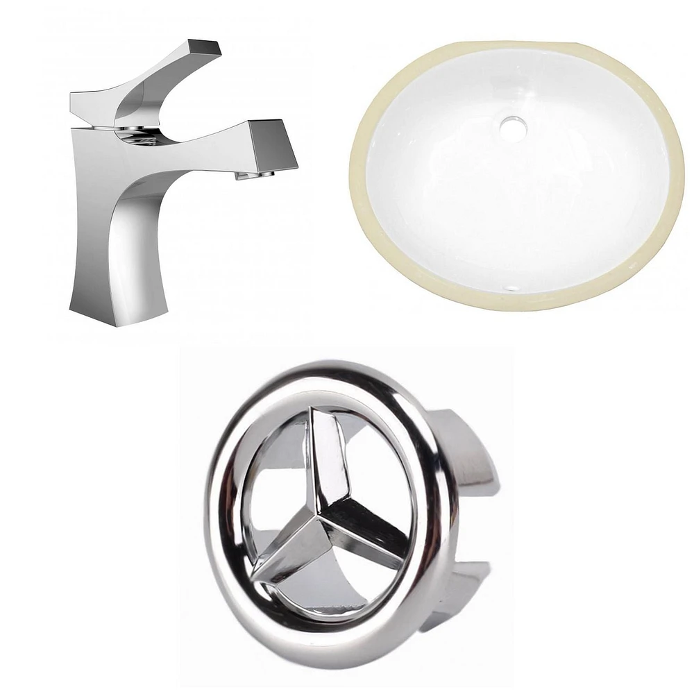 American Imaginations -in. W CSA Oval Bathroom Undermount Sink Set In White