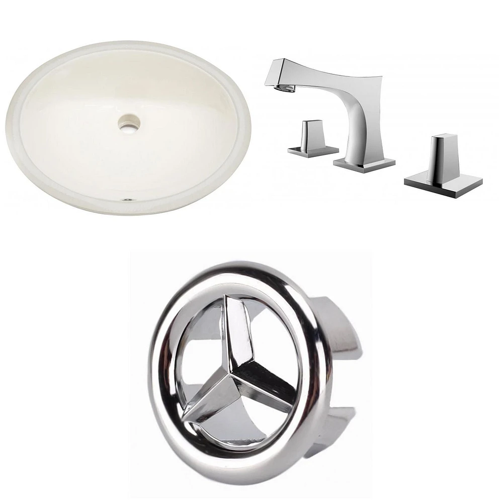 American Imaginations 19.5-in. W CUPC Oval Bathroom Undermount Sink Set In Biscuit - Chrome Hardware AI-26844