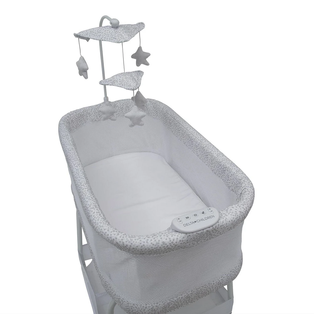 Delta Children Sweet Breeze Bassinet with Airflow Mesh, Alloy