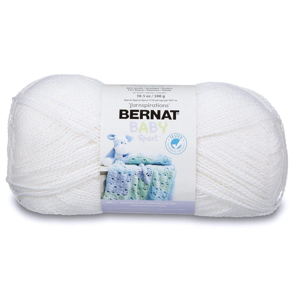 Bernat Baby Sport Sparkle Yarn, White, 10.5oz(300g), Light, Acrylic