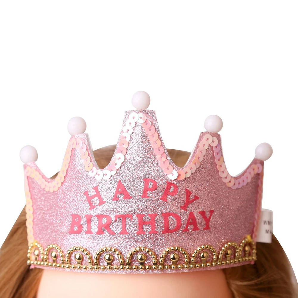 Glittery Pink Happy Birthday Light up Tiara Crown, Felt, Way to Celebrate Novelty Dress-up, Happy Birthday Light up Tiara Crown