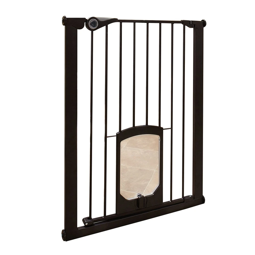 Barrière haute Passage pour animaux avec chatière de North States™ Mypet™ - Bronze mat