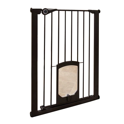 Barrière haute Passage pour animaux avec chatière de North States™ Mypet™ - Bronze mat