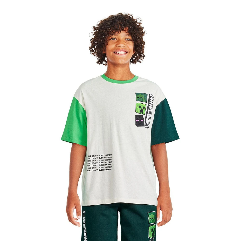 T-shirt à blocs de couleurs Minecraft pour garçons