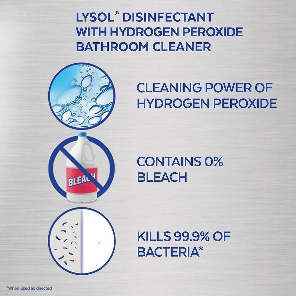 Lysol Bathroom Cleaner Spray, Power and Free Trigger, Cool Spring Breeze, Hydrogen Peroxide, 650 mL