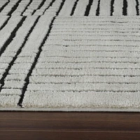 Rug Branch Domus Abstract Indoor Area Rug, Cream Black, Modern - Living Room, Bedroom, Dining Room, and Kitchen<br>