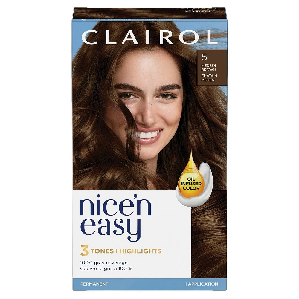 Coloration permanente Clairol Nice'n Easy Couverture Des Cheveux Gris À 100