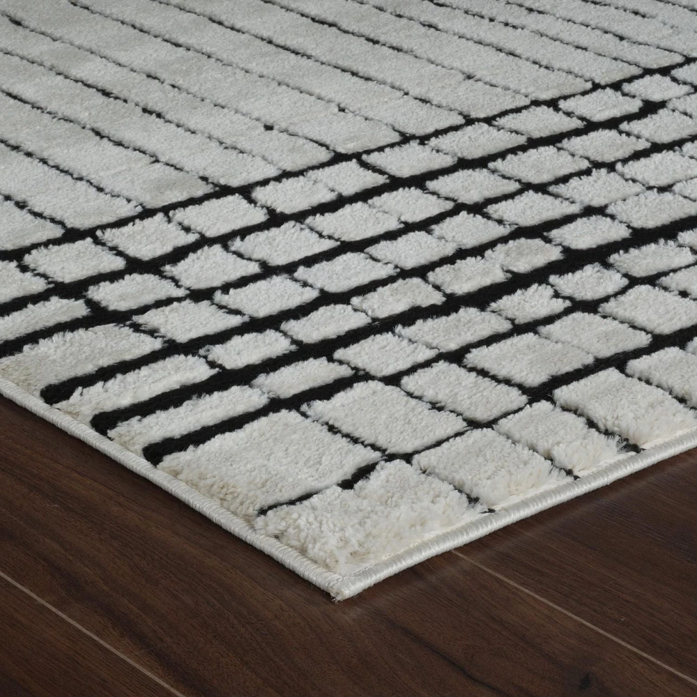 Rug Branch Domus Abstract Indoor Area Rug, Cream Black, Modern - Living Room, Bedroom, Dining Room, and Kitchen<br>