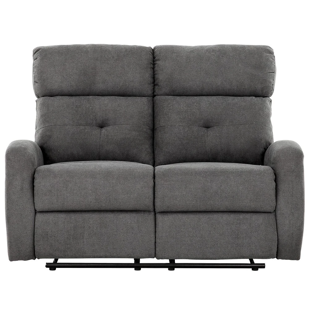 Josephine 53 in. Dark Grey Upholstered 2 Seater Reclining Loveseat