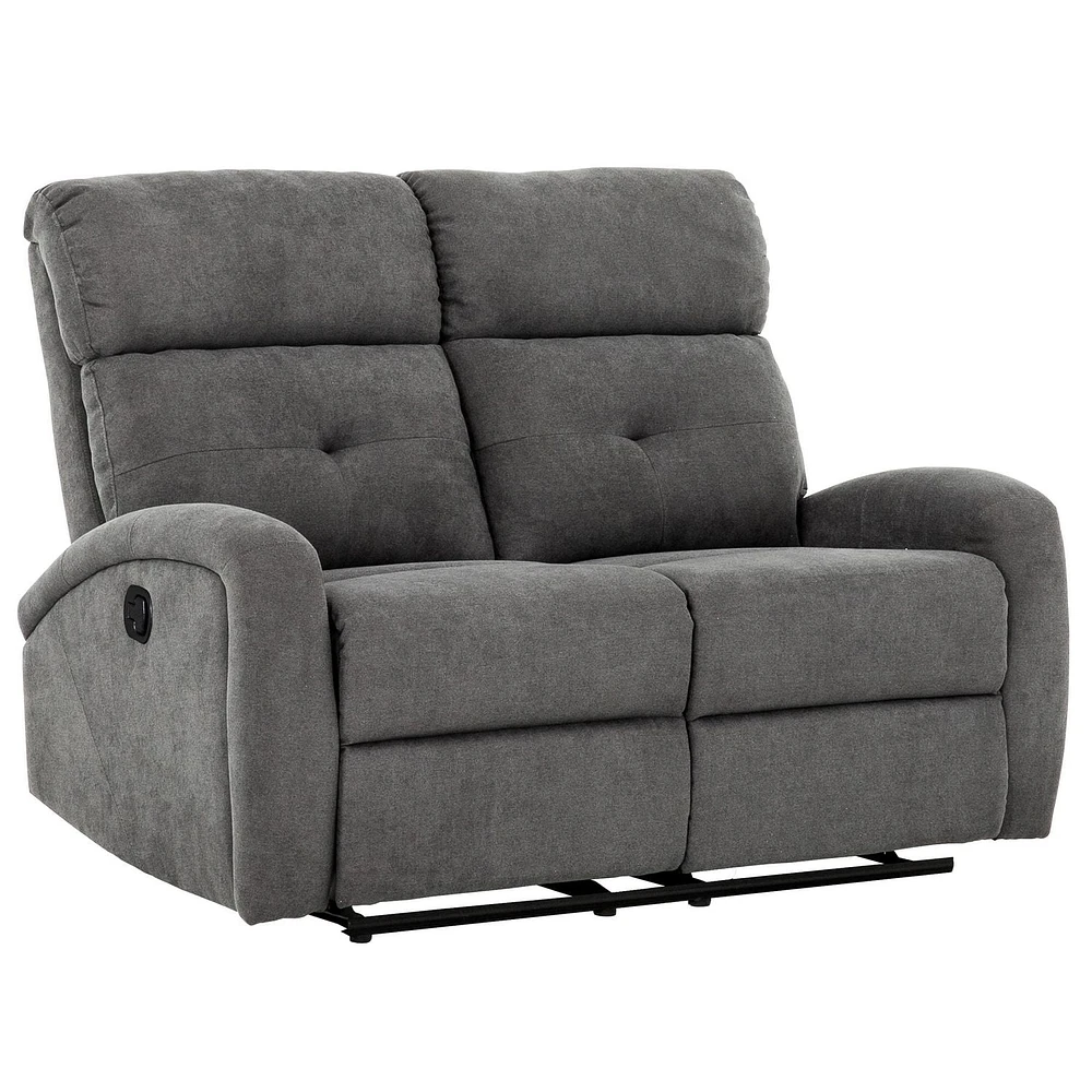 Josephine 53 in. Dark Grey Upholstered 2 Seater Reclining Loveseat