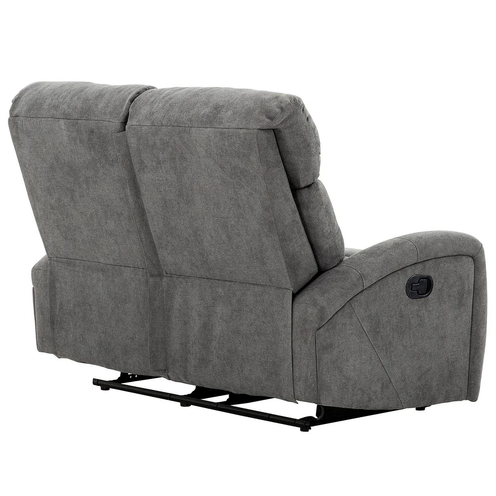 Josephine 53 in. Dark Grey Upholstered 2 Seater Reclining Loveseat