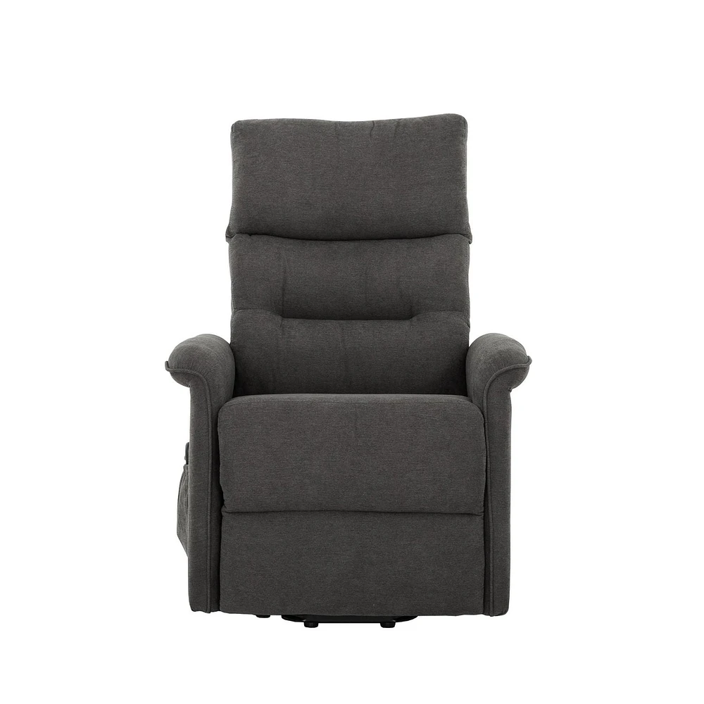 Elsie Espresso Upholstered Power Lift Chair with Wired Remote